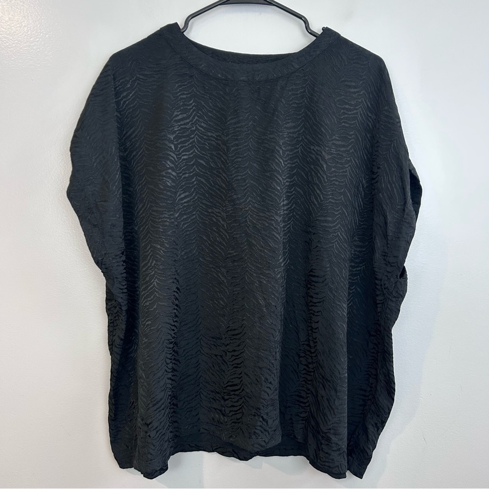 Sundays Anthropologie Black Zebra Animal Print Boxy Top Oversized One Size